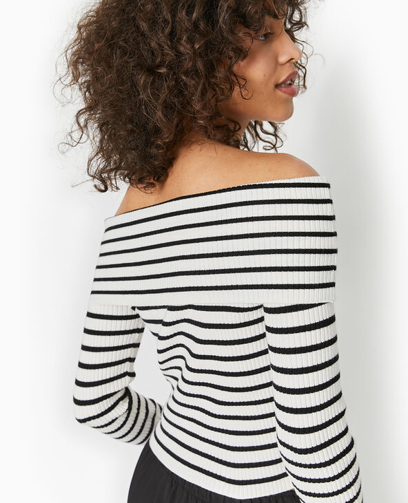 Pull maille fine encolure Bardot blanc - Pimkie