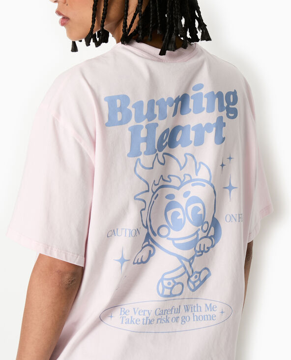 T-shirt oversize avec print poitrine et dos rose - Pimkie