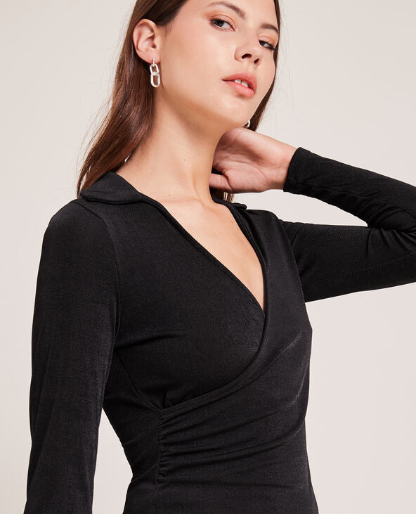 Top cache-cœur en maille fluide noir - Pimkie
