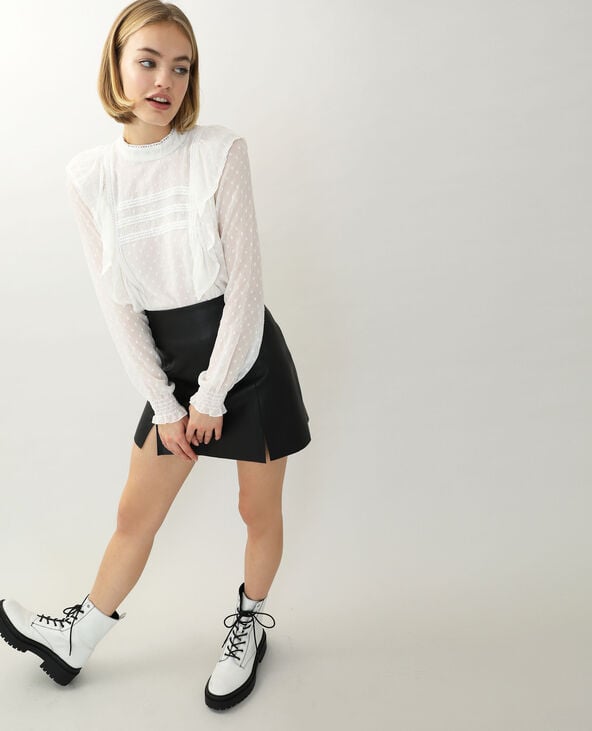 Blouse dentelle et volants blanc - Pimkie
