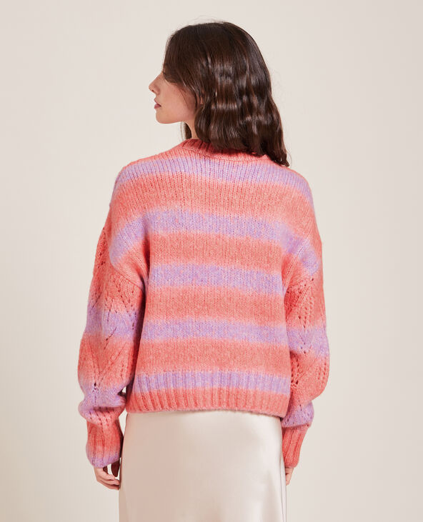 Pull bicolore maille ajourée rose fuchsia - Pimkie