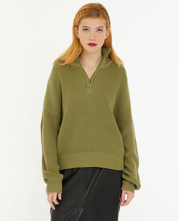 Pull col camionneur vert kaki - Pimkie