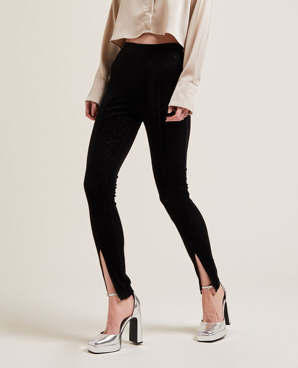 Legging en velours et lurex avec fentes noir - Pimkie