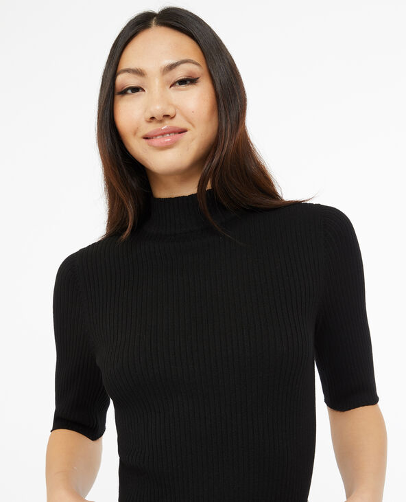 Pull col montant manches courtes noir - Pimkie
