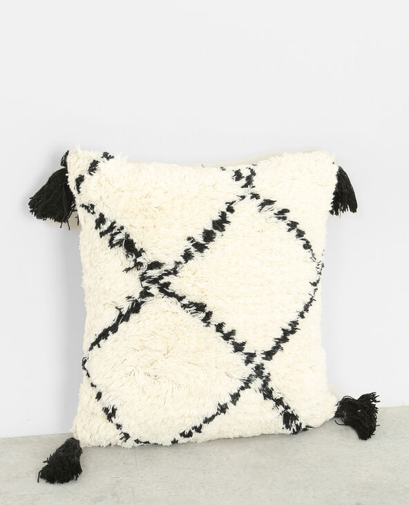 Grand coussin berbère à pompons blanc - Pimkie