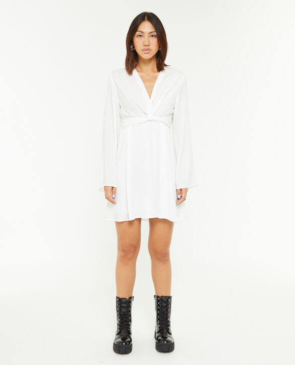 Robe courte effet torsadé devant blanc - Pimkie