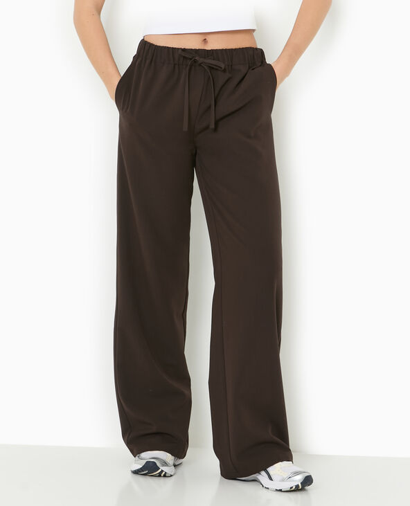 Pantalon large et fluide taille élastiquée marron - Pimkie