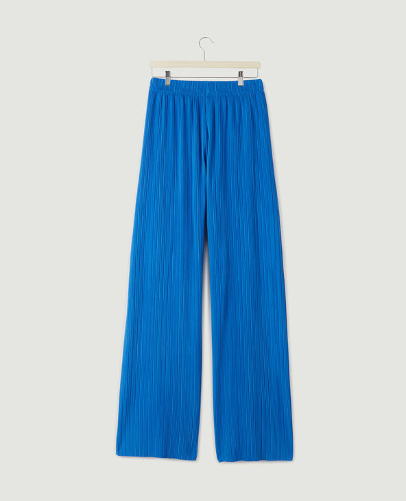 Pantalon large maille plissée bleu - Pimkie