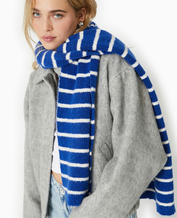 Echarpe en maille rayée bleu marine - Pimkie