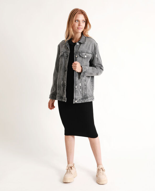Robe pull à col châle noir - Pimkie