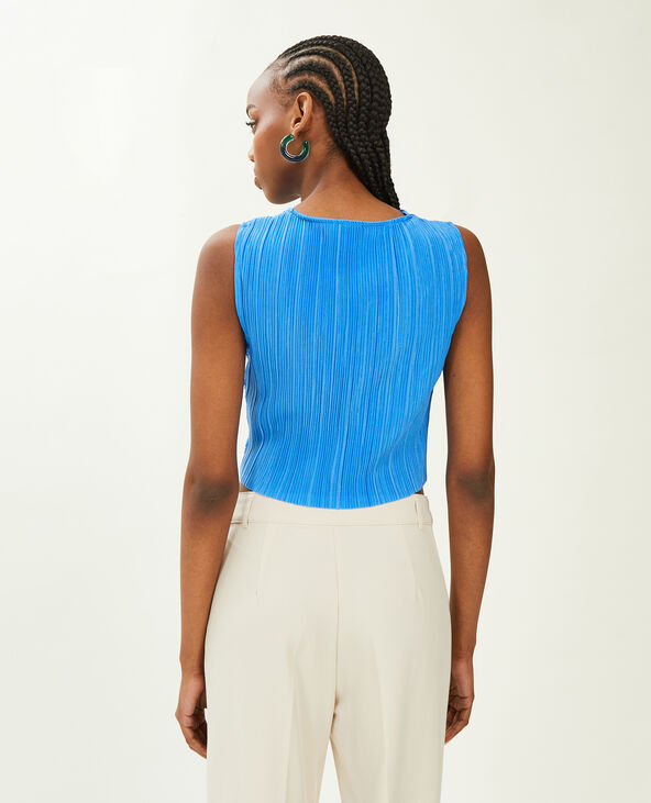 Top court en tissu plissé bleu - Pimkie