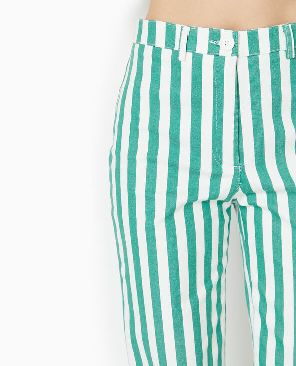 Pantalon droit taille haute avec rayures vert - Pimkie