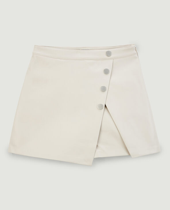 Jupe-short en simili cuir écru - Pimkie