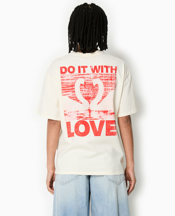 T-shirt oversize avec print poitrine et dos blanc - Pimkie