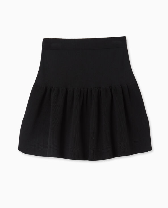 Jupe courte en maille avec volant noir - Pimkie
