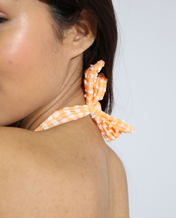 Haut de maillot de bain triangle à carreaux texturé orange - Pimkie