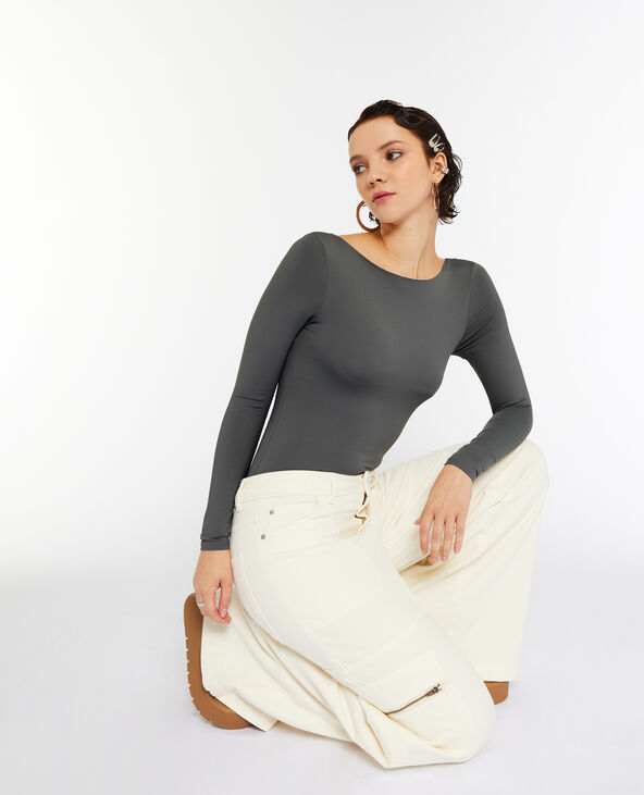 Body manches longues dos décolleté gris - Pimkie