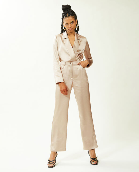 Pantalon droit en satin écru - Pimkie