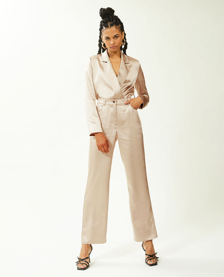 Pantalon droit en satin écru - Pimkie