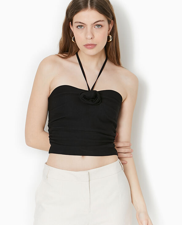 Top bustier avec fleur noir - Pimkie