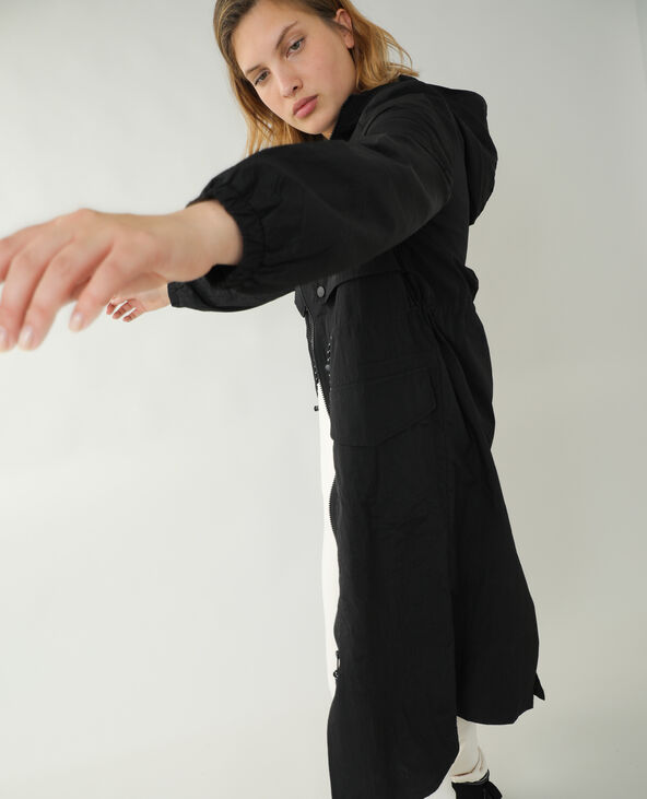 Manteau long coupe-vent noir - Pimkie