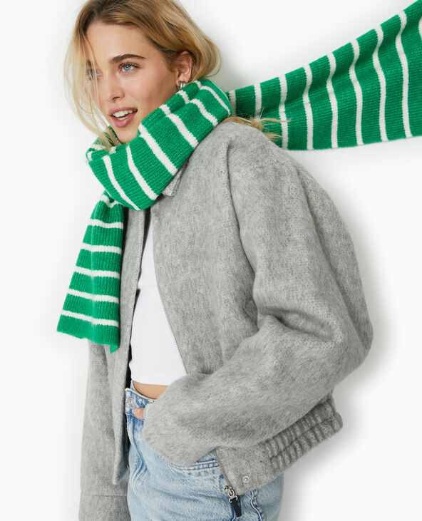 Echarpe en maille rayée vert foncé - Pimkie