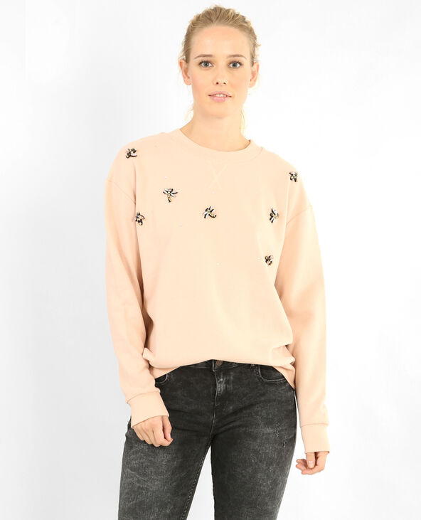 Sweat à bijoux rose clair - Pimkie