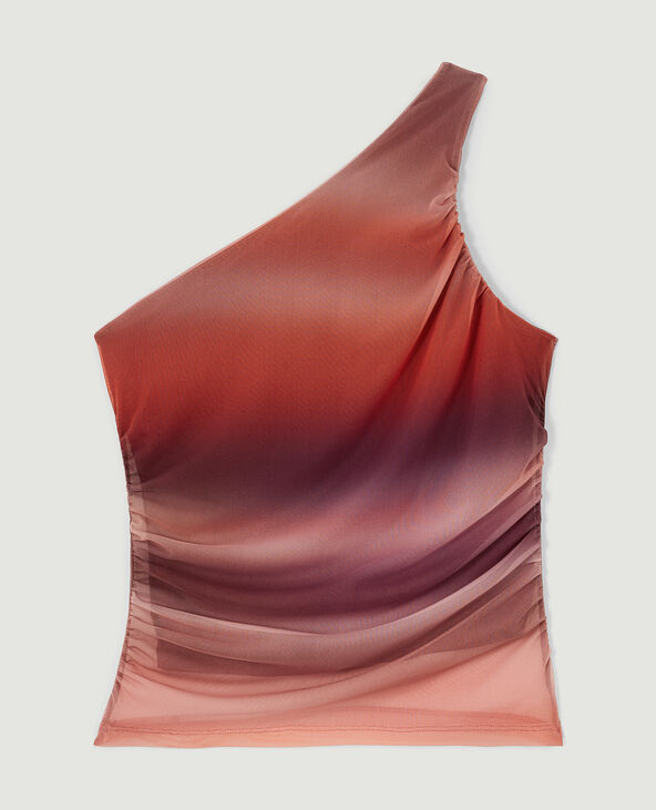 Top one shoulder asymétrique en micro-mesh rose - Pimkie