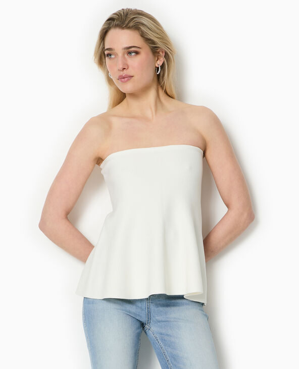 Top bustier évasé en maille blanc - Pimkie
