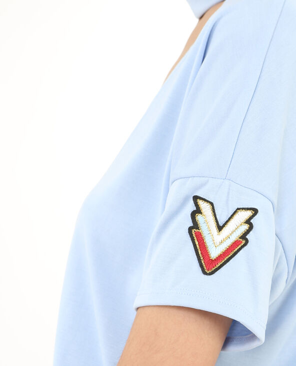 T-shirt col choker bleu - Pimkie