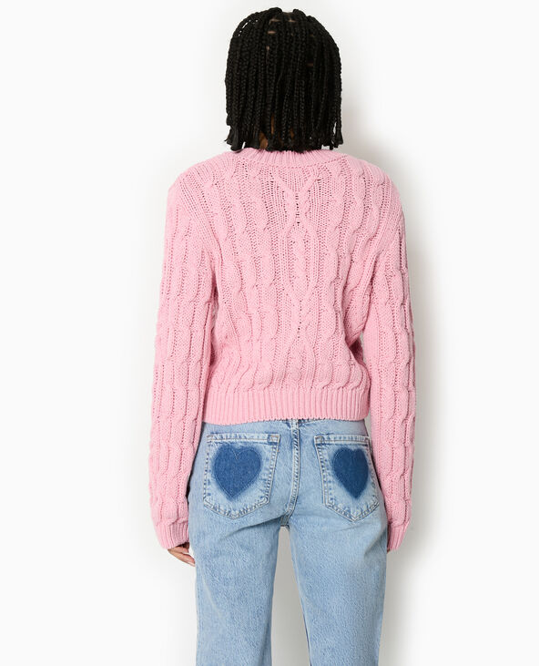 Gilet en maille torsadée rose - Pimkie