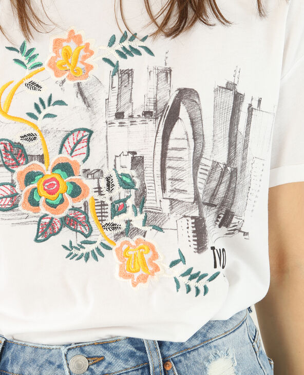 T-shirt manches courtes brodé blanc - Pimkie