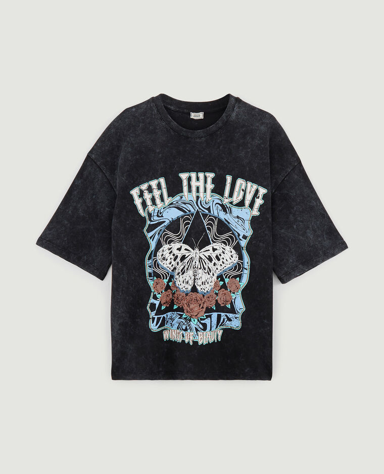 T-shirt imprimé oversize noir - Pimkie