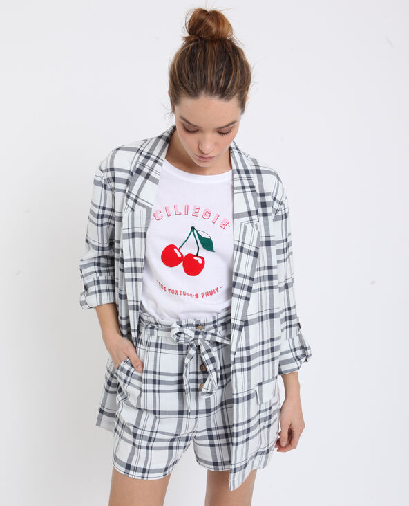 Blazer à carreaux blanc - Pimkie