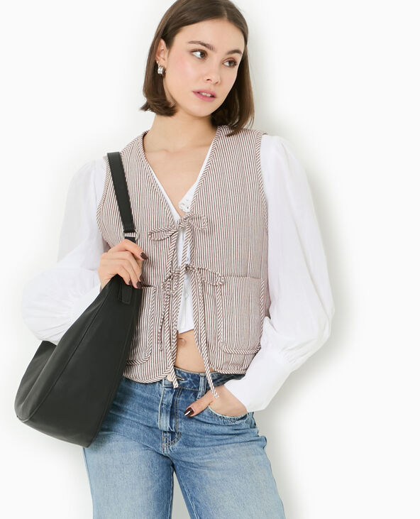 Veste sans manches matelassée avec rayures marron - Pimkie