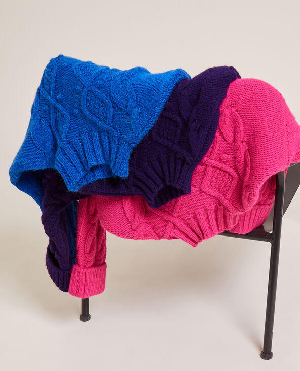 Pull maille fantaisie col montant violet - Pimkie
