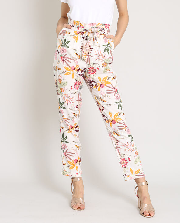 Pantalon fluide imprimé blanc - Pimkie