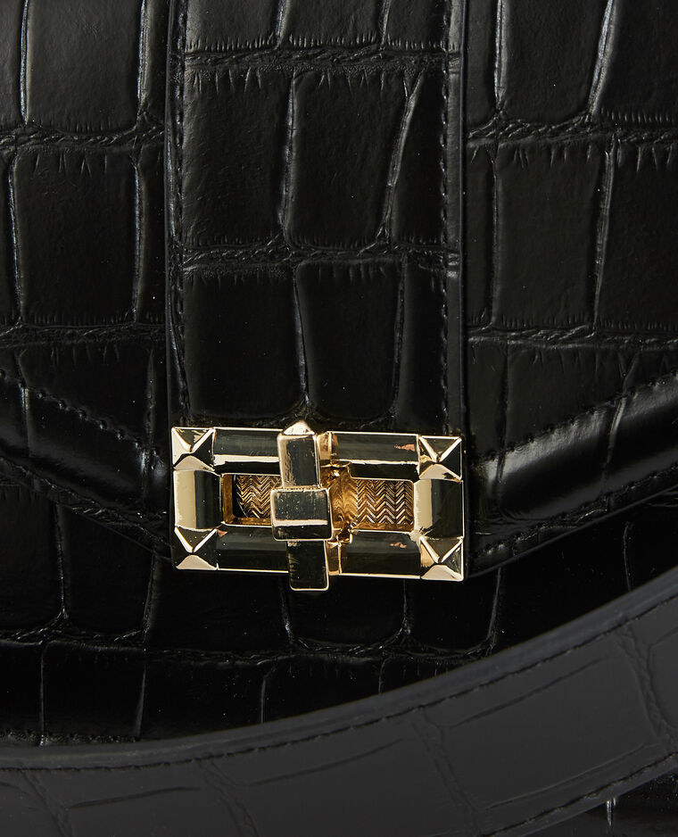 Sac boxy effet croco noir - Pimkie