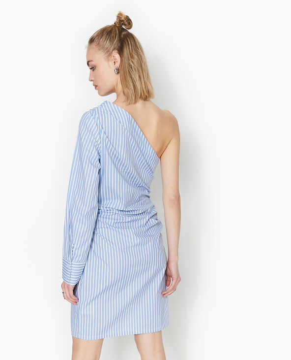 Robe courte one shoulder rayée bleu - Pimkie