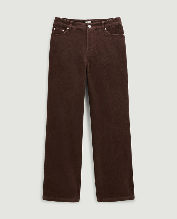 Pantalon droit en velours côtelé marron - Pimkie