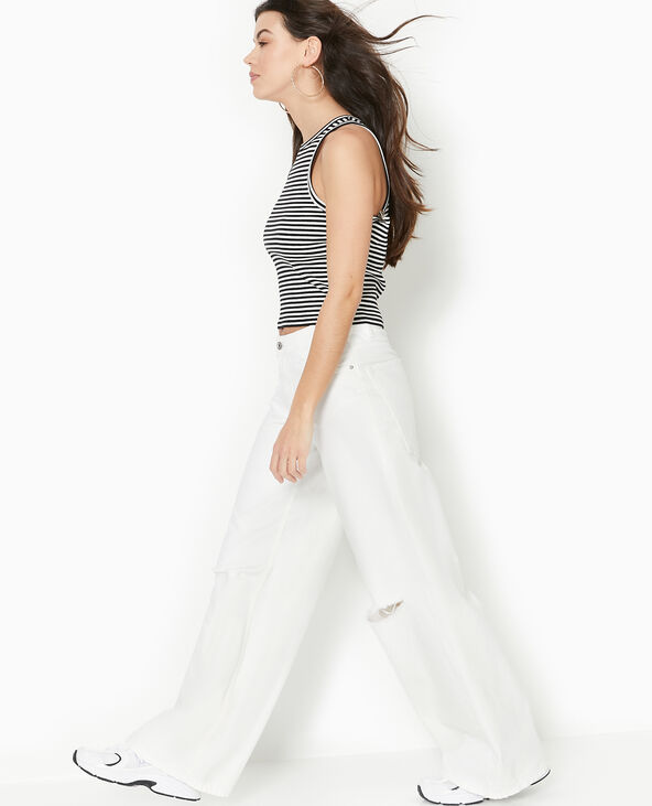 Jean baggy destroy taille regular blanc - Pimkie