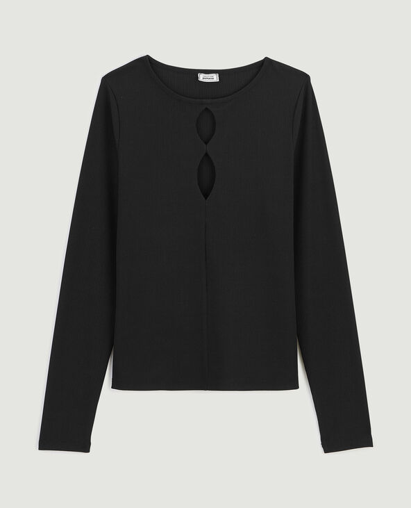Top maille côtelée avec découpes noir - Pimkie