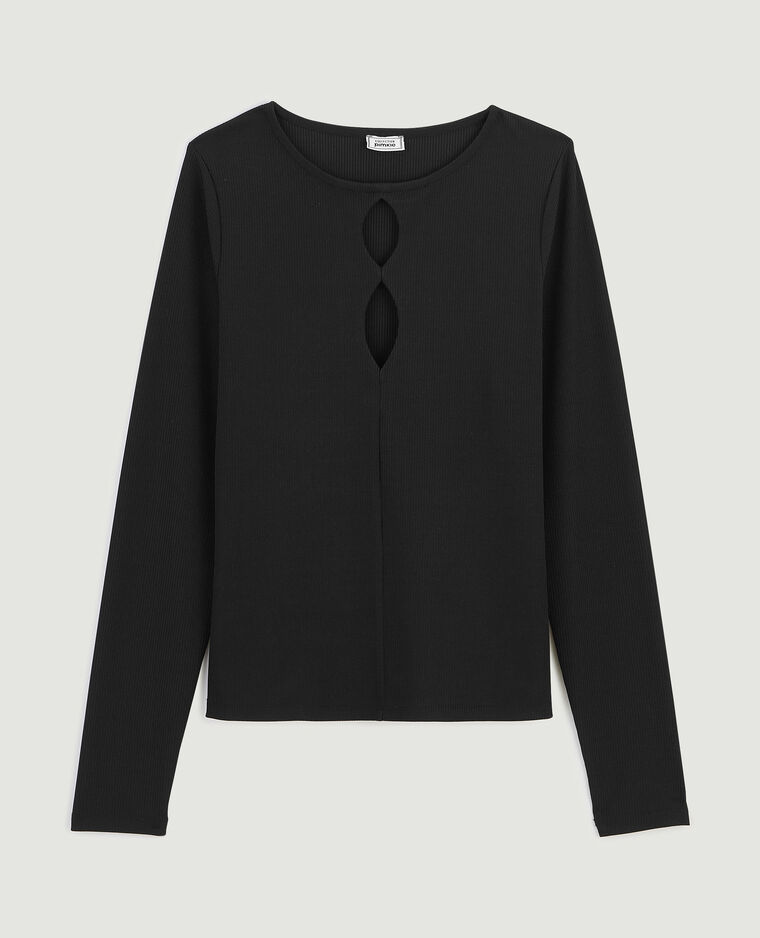 Top maille côtelée avec découpes noir - Pimkie