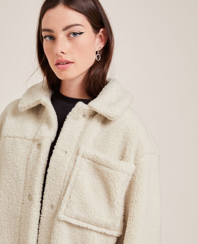 Veste droite en sherpa blanc - Pimkie