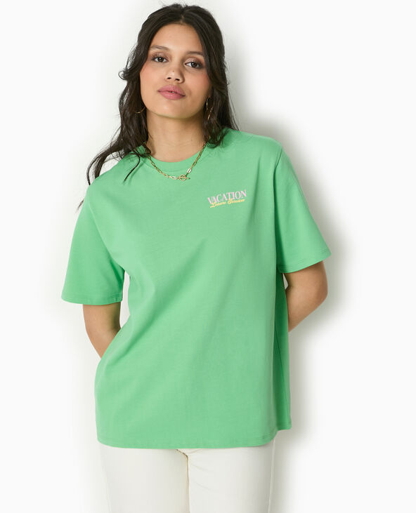 T-shirt oversize avec print devant et dos vert clair - Pimkie