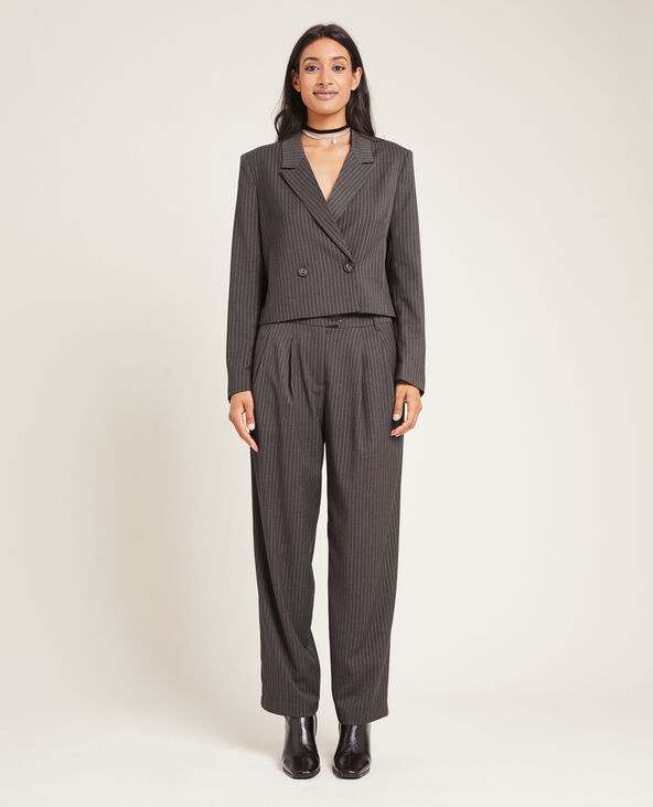 Pantalon large et droit à pinces taupe - Pimkie
