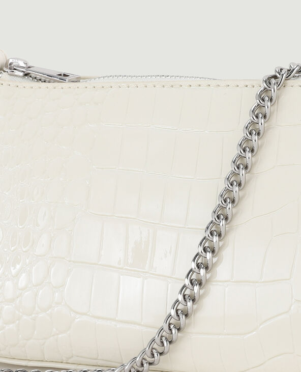 Sac pochette effet croco verni blanc - Pimkie