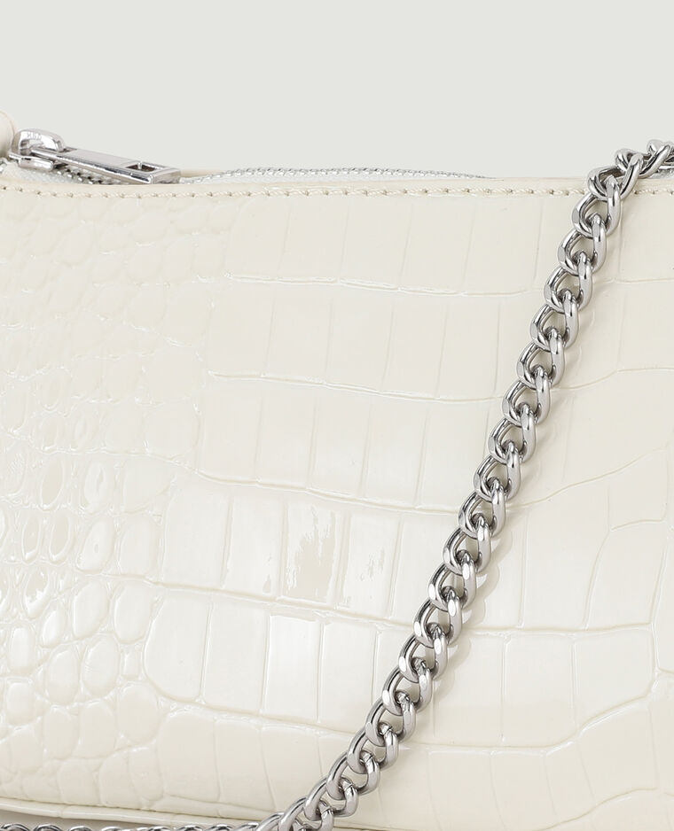 Sac pochette effet croco verni blanc - Pimkie