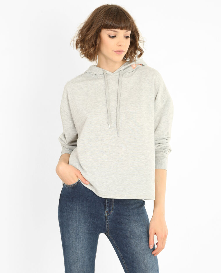Sweat brodé gris chiné - Pimkie