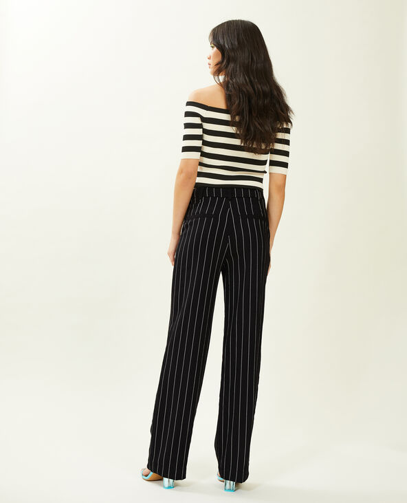 Pantalon droit et large effet lin noir - Pimkie